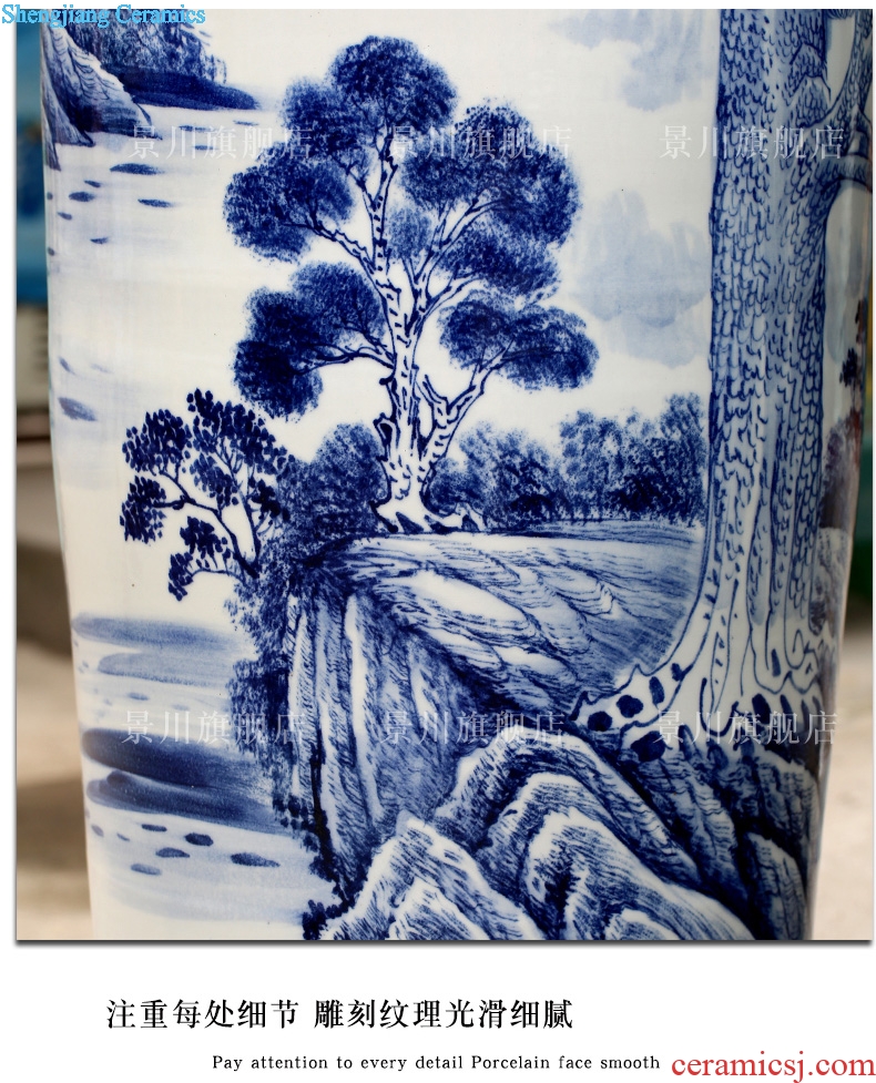 Jingdezhen porcelain ceramic hand-painted loose to meet the world landing big vase household sitting room hotel Chinese large-sized furnishing articles