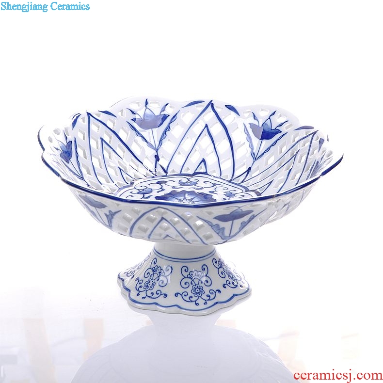 Chinese style adornment place to live in a tall blue and white porcelain in jingdezhen ceramics compote water crafts hollow out