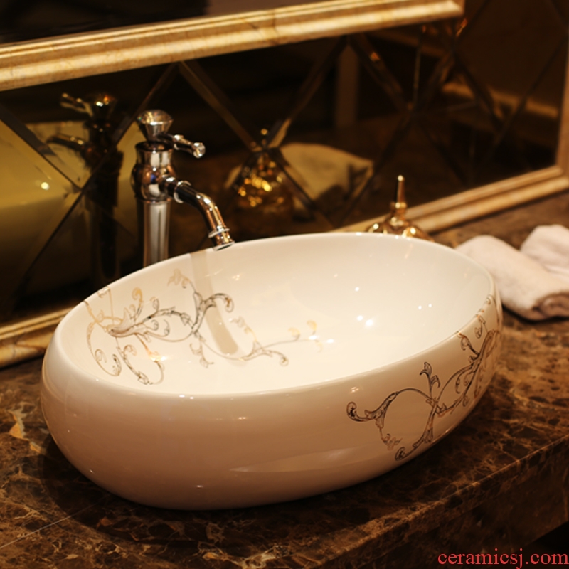 JingYanJin branches spread art stage basin to European ceramic sinks oval white basin sink