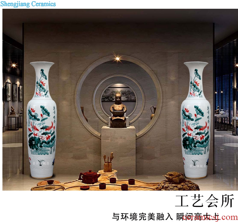 Jingdezhen of large vases, ceramic hand carved lotus big fish peony hotel sitting room adornment is placed