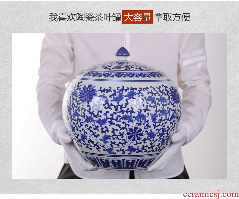 Jingdezhen ceramics large seal pot tea caddy retro store receives big yards puer tea pot