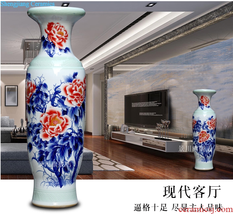 Hand color of large vase peony admiralty bottles of jingdezhen ceramics occupy the modern home furnishing articles sitting room