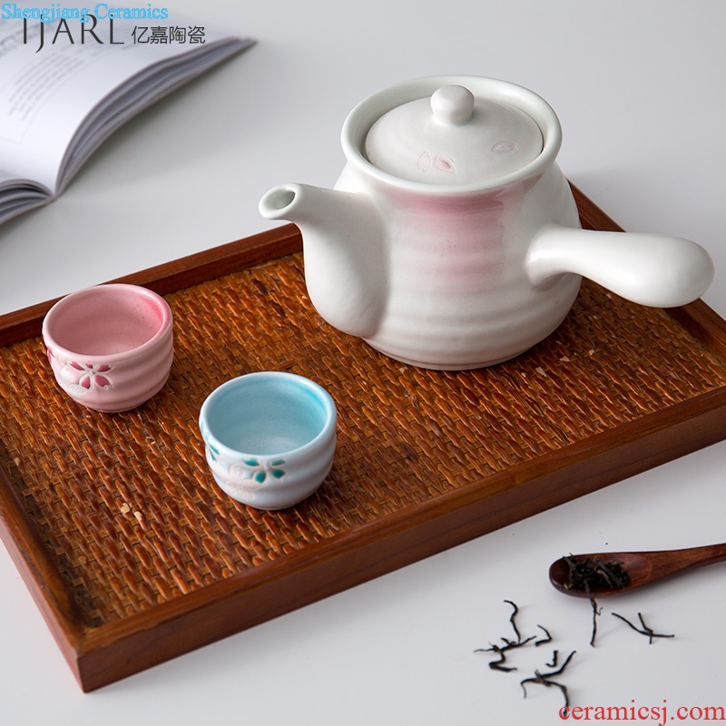 Ijarl million jia Japanese Korean teapot with cover kettle with handle oil can single multi-purpose ceramic paste pot cherry blossoms