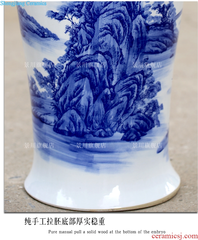 Jingdezhen ceramics home sitting room of large blue and white porcelain vase landscape painting village dawn rhyme furnishing articles ornament