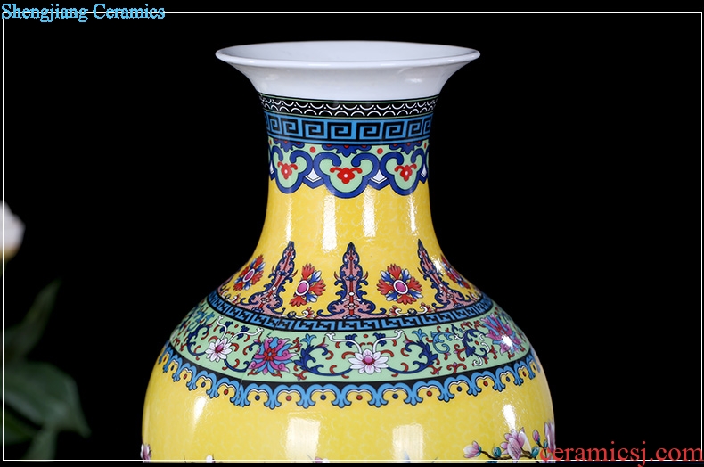 Mesa of jingdezhen ceramic vase colored enamel Chinese antique household flower adornment handicraft office furnishing articles