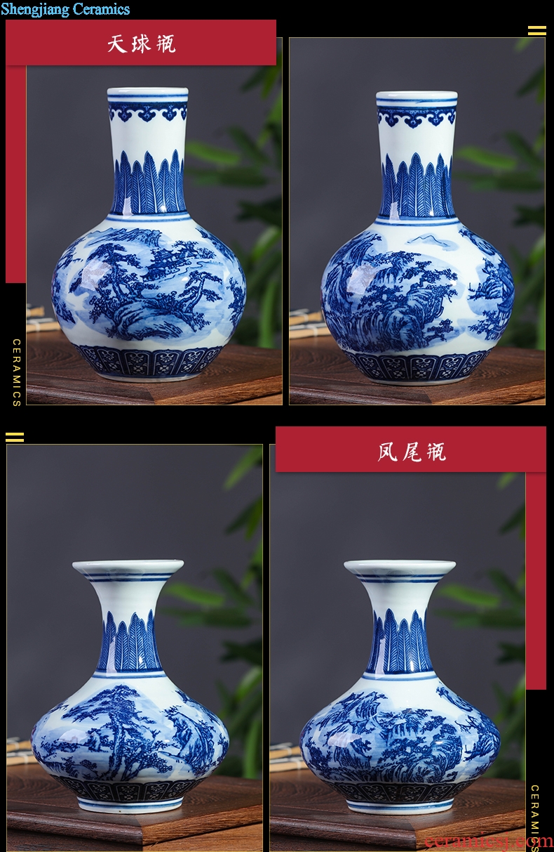 Floret bottle rich ancient frame furnishing articles Chinese vase of blue and white porcelain of jingdezhen ceramics decoration decoration arts and crafts