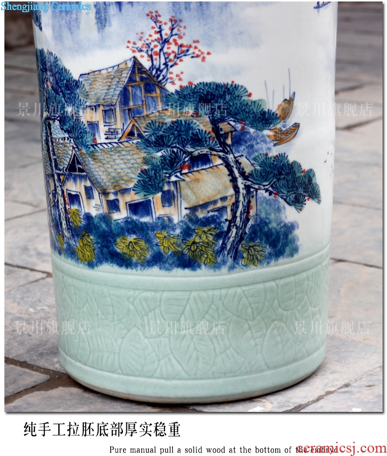 Jingdezhen ceramic hand-painted scenery of large vase home furnishing articles modern quiver landing craft ornaments sitting room