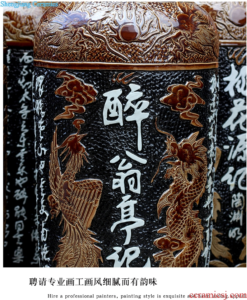 Jingdezhen ceramic sitting room of large vase household wine marktplatz handicraftsmen archaize large carving furnishing articles