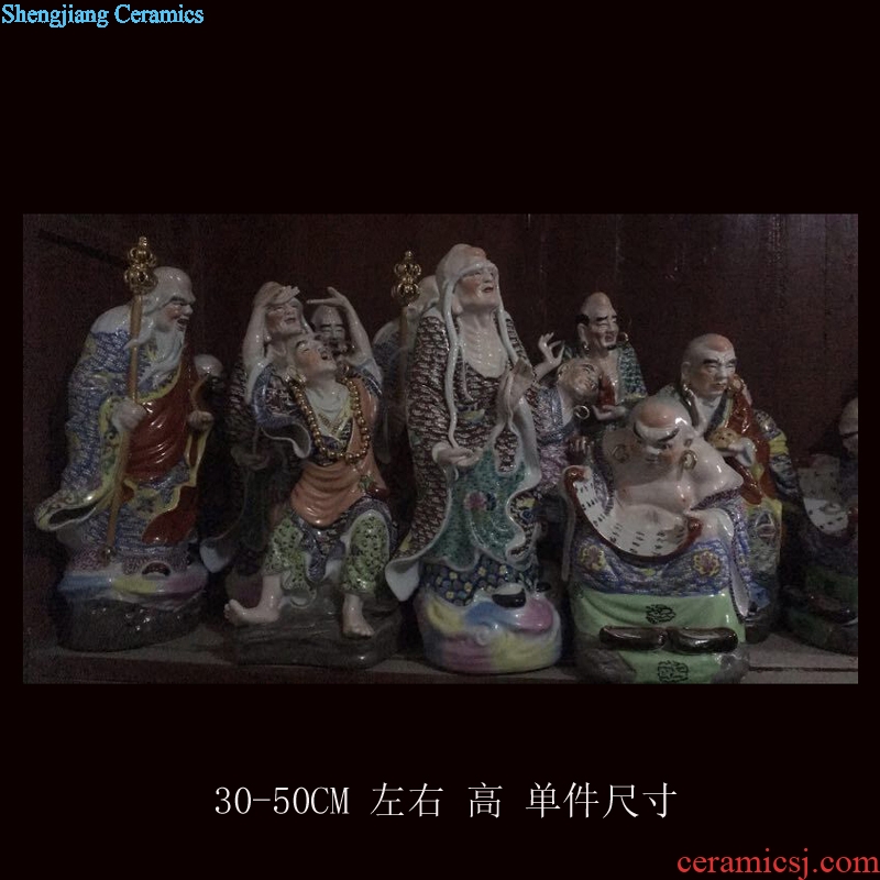 Jingdezhen pastel 18 arhats sculpture ceramic furnishing articles 20 small 18 arhats Buddhism with high 50, 90