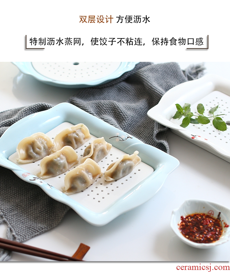 Japanese tableware jingdezhen ceramic plates home steamed dumpling dish creative contracted cold cold dish dish of boiled dumpling dishes