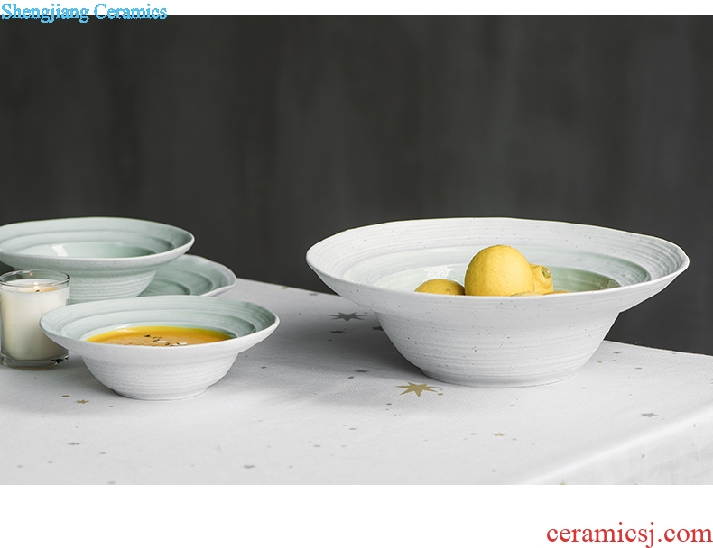 Million jia creative Nordic retro ceramic salad bowl dessert bowl fog forest home dishes creative dish bowl