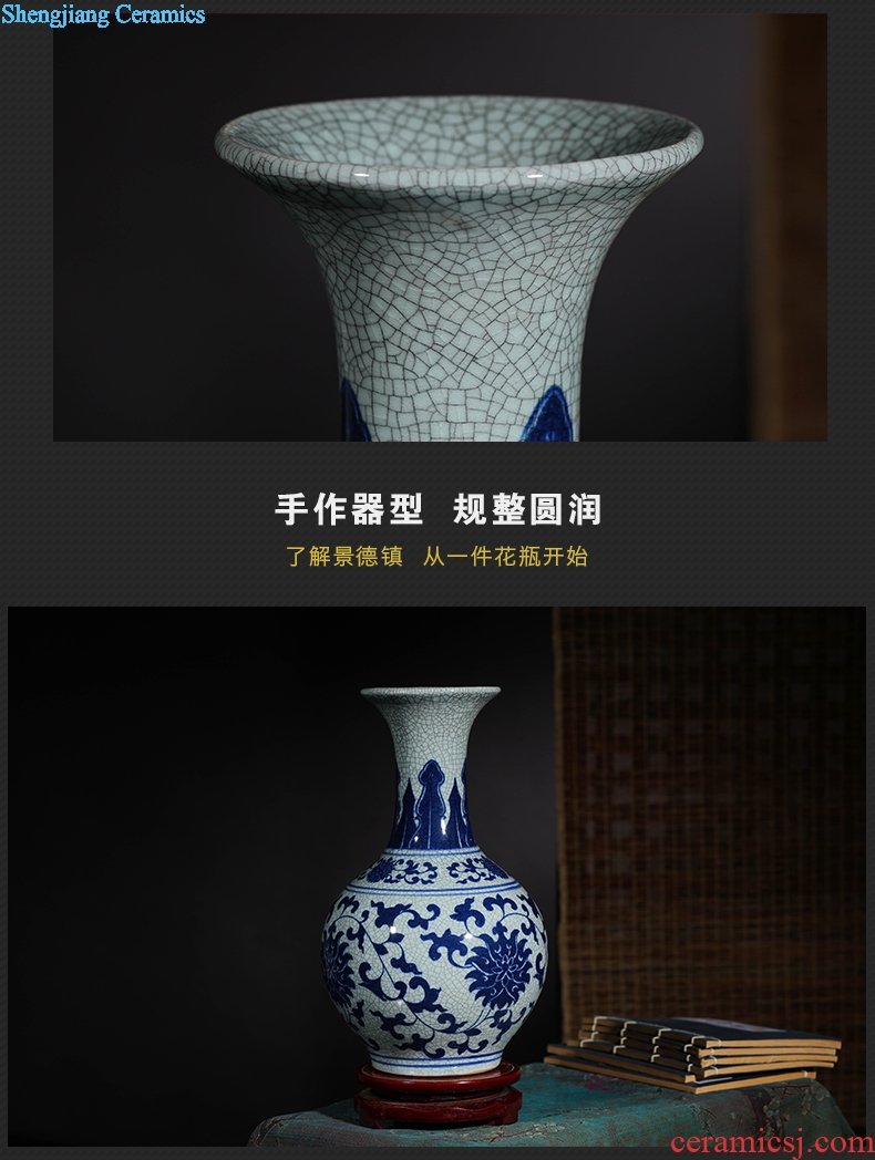 Jingdezhen ceramic vase furnishing articles sitting room flower arranging kiln antique blue and white porcelain vase decoration home decoration restoring ancient ways