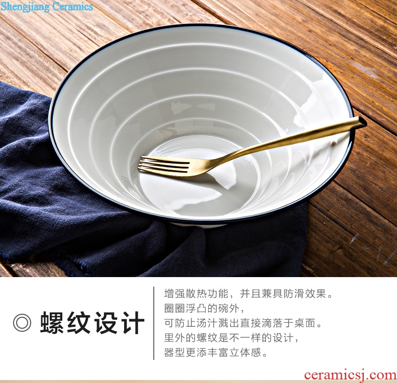 Million creative ceramic bowl beef pull rainbow noodle bowl household hotel wholesale pure color thread soup bowl hat to bowl