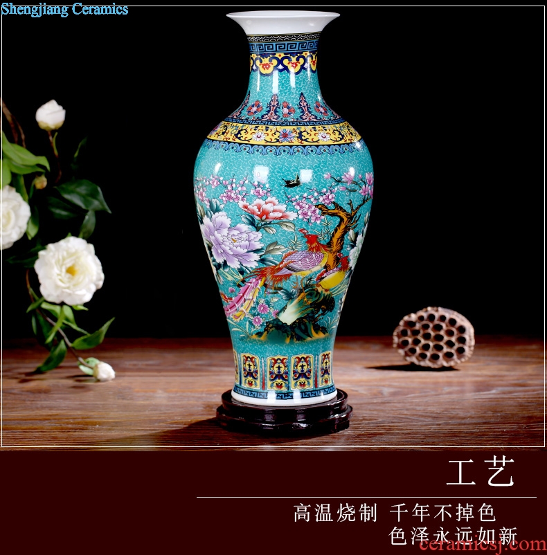 Mesa of jingdezhen ceramic vase colored enamel Chinese antique household flower adornment handicraft office furnishing articles