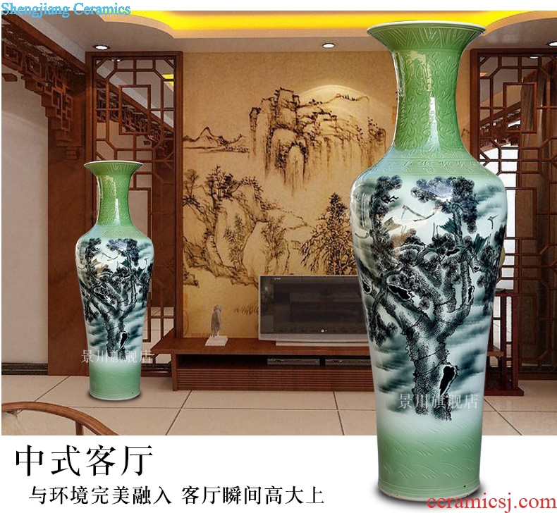 Pine crane live color ink big vase jingdezhen ceramics sitting room floor furnishing articles study Chinese style household act the role ofing is tasted