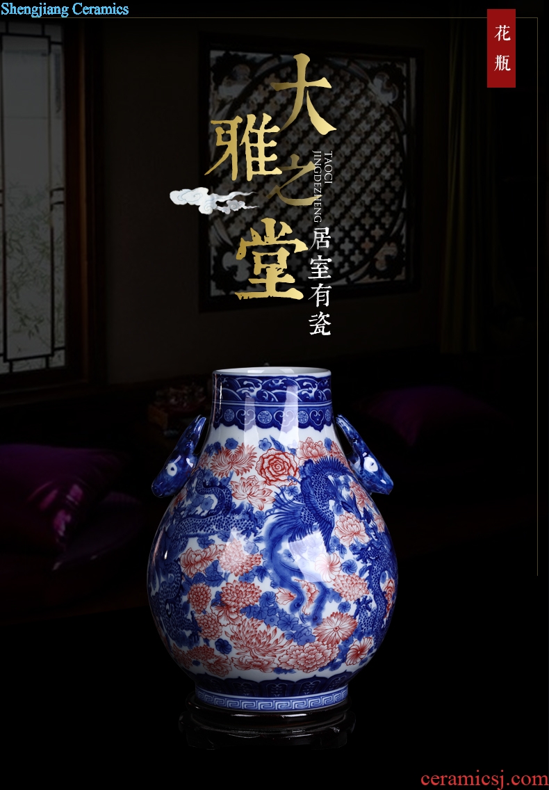 Jingdezhen blue and white porcelain vase furnishing articles sitting room of new Chinese style household ceramics TV ark porch decoration decoration