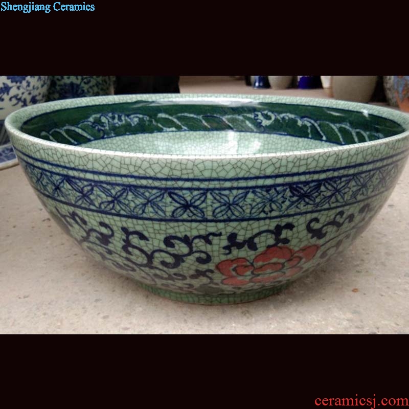 Archaize classic blue and white porcelain bowl bowl aquarium of crack large bowl of classical high-grade flower pot
