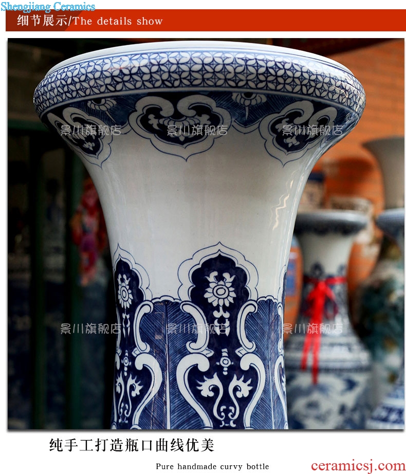 Put lotus flower big ceramic vase hand-painted jingdezhen landing place home sitting room of Chinese style adornment dragon pattern