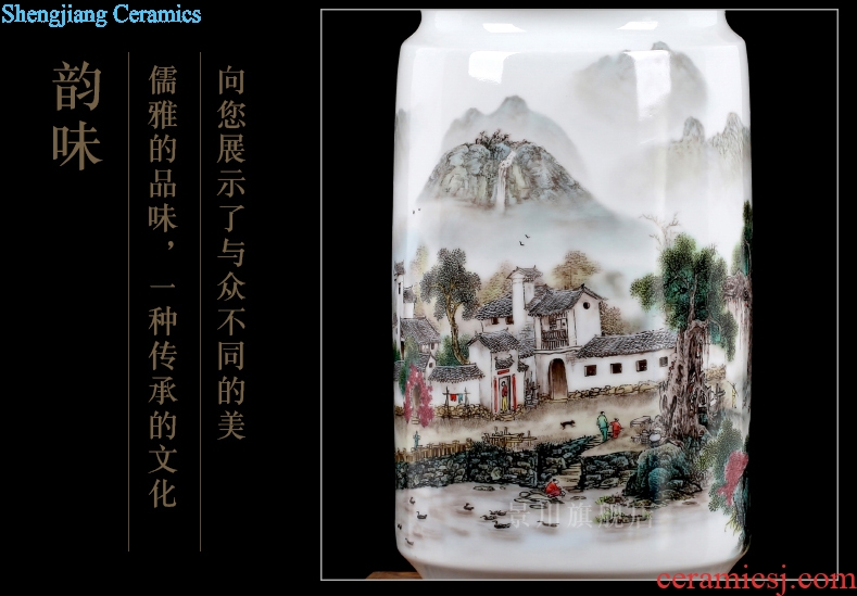 Ancient town scenery mesa vase jingdezhen ceramics home furnishing articles household study of contemporary sitting room adornment