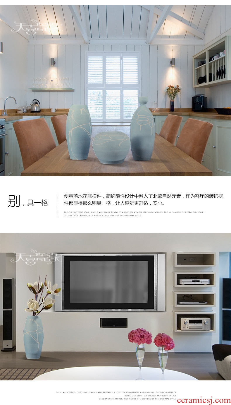 The sitting room a three-piece furnishing articles contracted and contemporary ceramic vase dry flower TV ark porch fashion home decoration