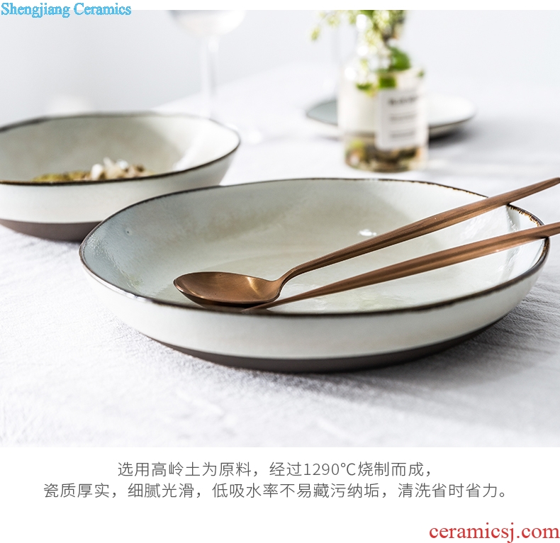 Million jia household ceramics Nordic soup bowl of soup dish plate large rainbow noodle bowl creative irregular salad bowl twilight