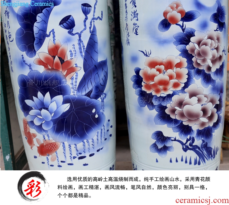 Jingdezhen ceramics engraving hand-painted lotus pond moonlight of large vases, sitting room decorates household porcelain furnishing articles