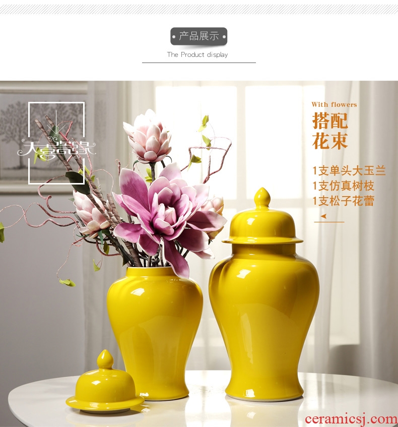 New Chinese style porch jingdezhen ceramic general tank sitting room clubhouse TV ark place decorative vase flower arrangement