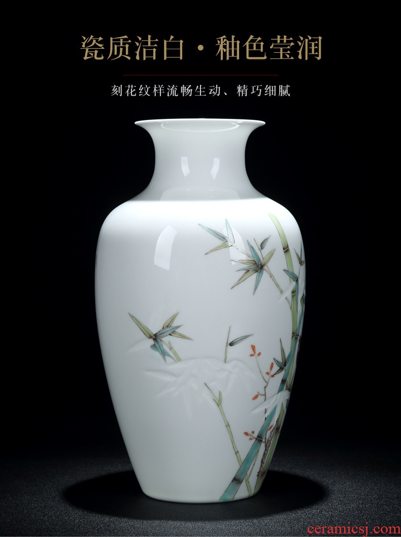 Jingdezhen ceramic hand-painted and exquisite porcelain vase new Chinese style flower arrangement sitting room TV ark rich ancient frame handicraft furnishing articles