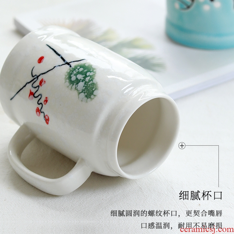 Ceramic drinking cup with cover mug creative contracted large Japanese Nordic office keep-warm glass cup