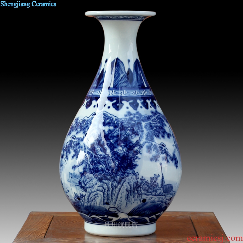 Jingdezhen porcelain vases, antique home decoration rich ancient frame of blue and white porcelain decoration wine furnishing articles