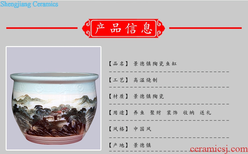 Jingdezhen ceramic hand-painted people figure the goldfish bowl in the mountains home sitting room the tortoise courtyard water lily cylinder big furnishing articles