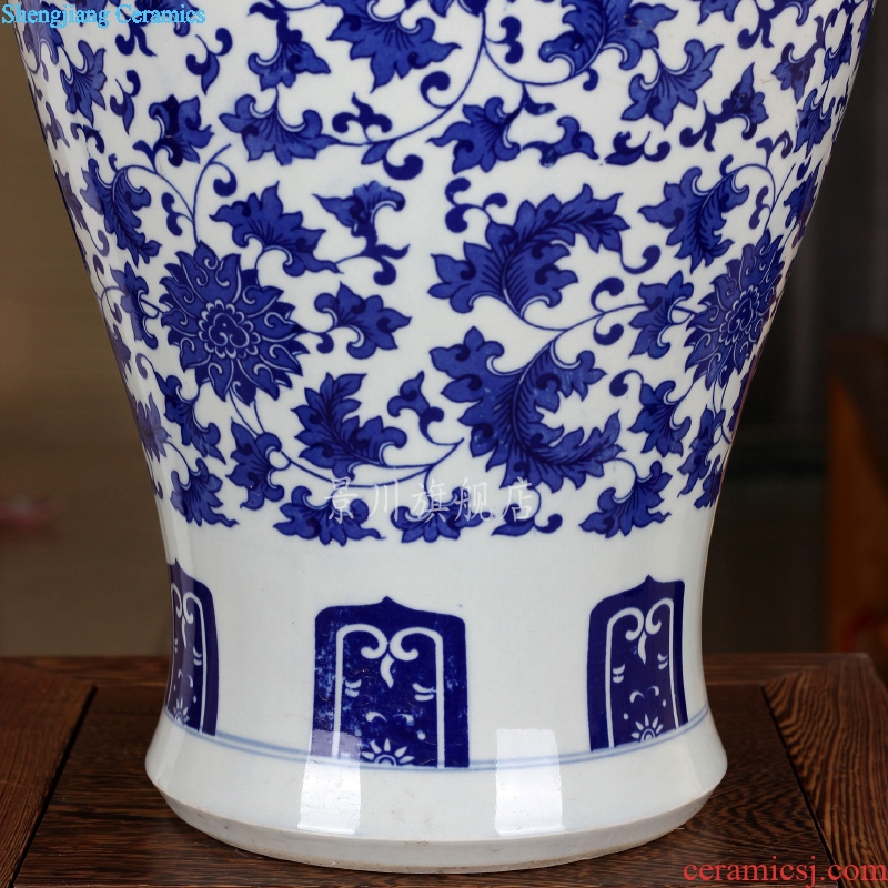 Tangles of blue and white porcelain lotus flower general tank storage tank of jingdezhen ceramics vase mesa of modern home decoration furnishing articles