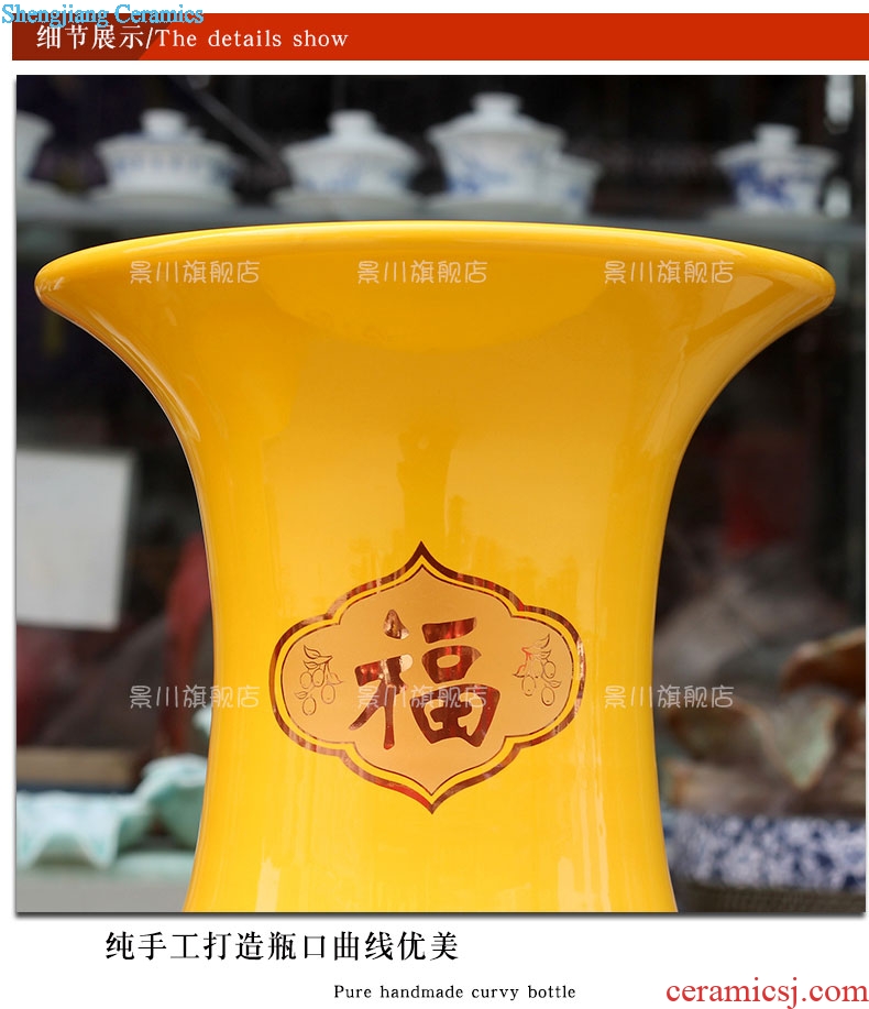 Jingdezhen chinaware bottle China Huang Longfeng home sitting room adornment is placed a thriving business of large vase