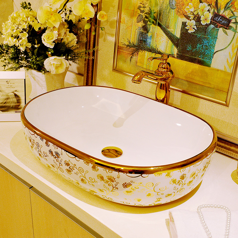 European square stage basin to increase the oval ceramic household sink art basin sink basin