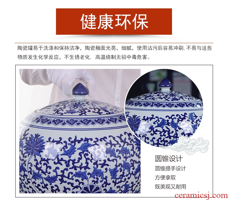 Jingdezhen ceramics large seal pot tea caddy retro store receives big yards puer tea pot