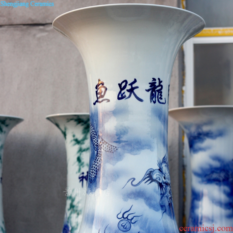 Jingdezhen ceramics hand-painted leap the French blue and white porcelain vase sitting room adornment opening gifts furnishing articles