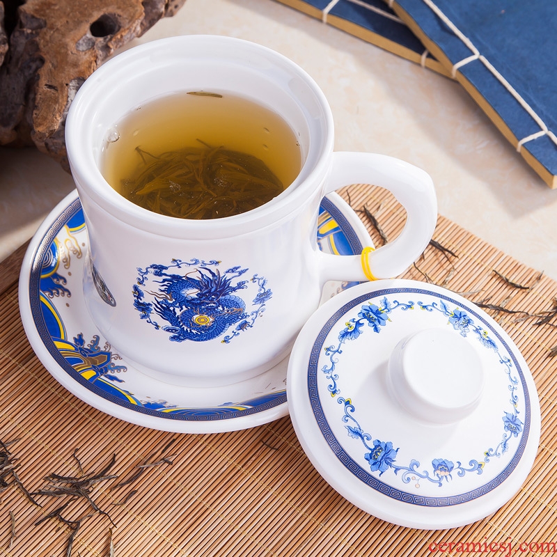 Filter, ceramic cups with tea cup jingdezhen tea set household water separation with cover office a cup of tea