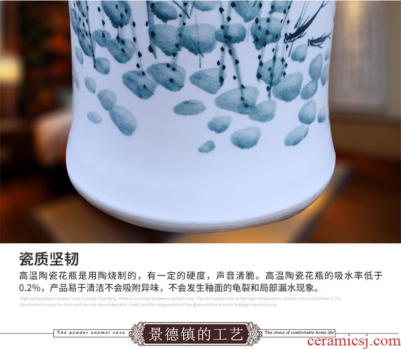 Jingdezhen ceramic floor day hao big vase hand-painted lotus landscape ceramic vase sitting room home decoration