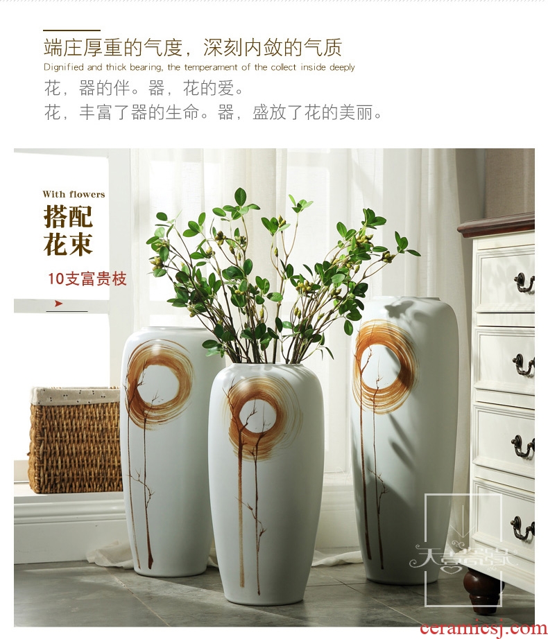 Jingdezhen ceramic vase landing American modern European style living room TV ark home flower adornment furnishing articles