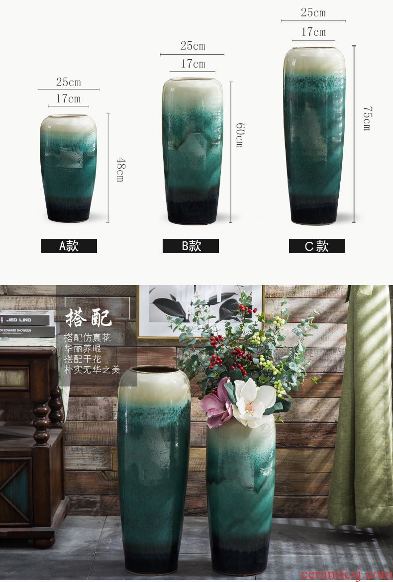 European landing big ceramic vase sitting room of contemporary and contracted hotels puts jingdezhen dried flower simulation flower vase