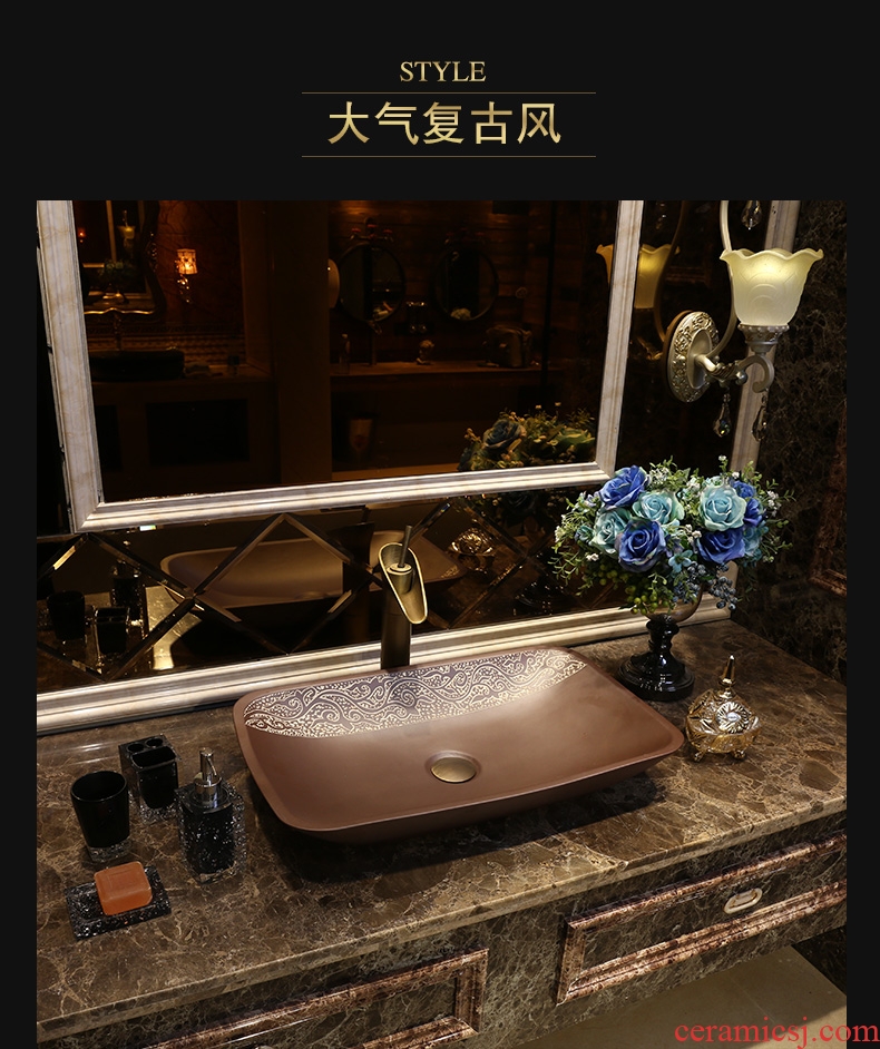 JingYan Fred over art stage basin creative ceramic lavatory rectangular basin archaize lavabo restoring ancient ways