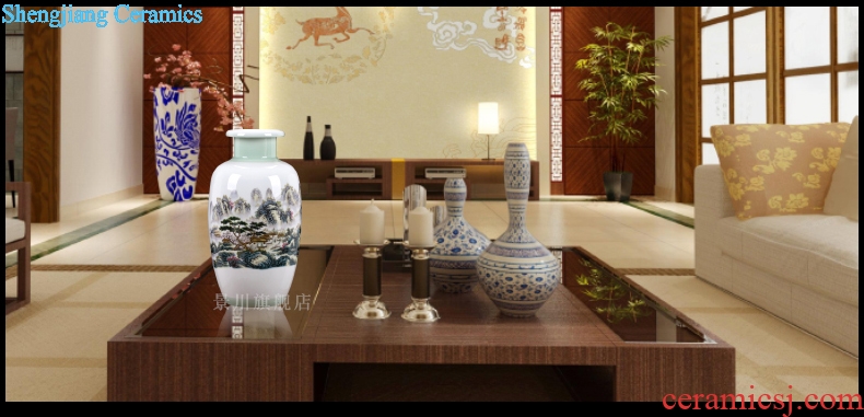 Jingdezhen ceramics landscape painting gourd bottle gourd bottle home furnishing articles mesa of contemporary sitting room adornment is placed