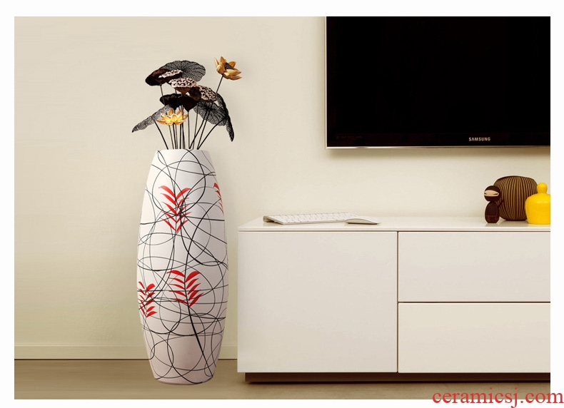 Sitting room fashion ceramic floor big vase marriage room decorates new home to contemporary and contracted dry flower TV ark furnishing articles