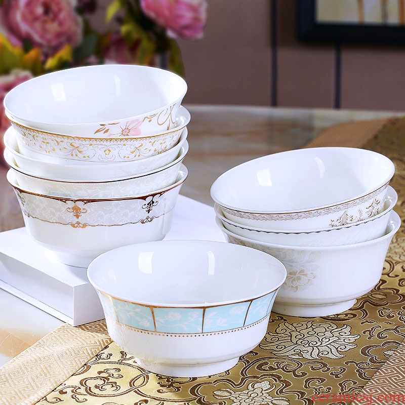 Jingdezhen ceramic bowl 4 pack high bubble noodle dishes contracted bone porcelain tableware household large soup bowl suit