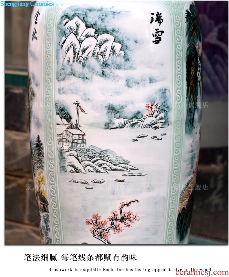 Jingdezhen ceramic hand-painted landscape all around the French vase household of Chinese style living room a study office furnishing articles