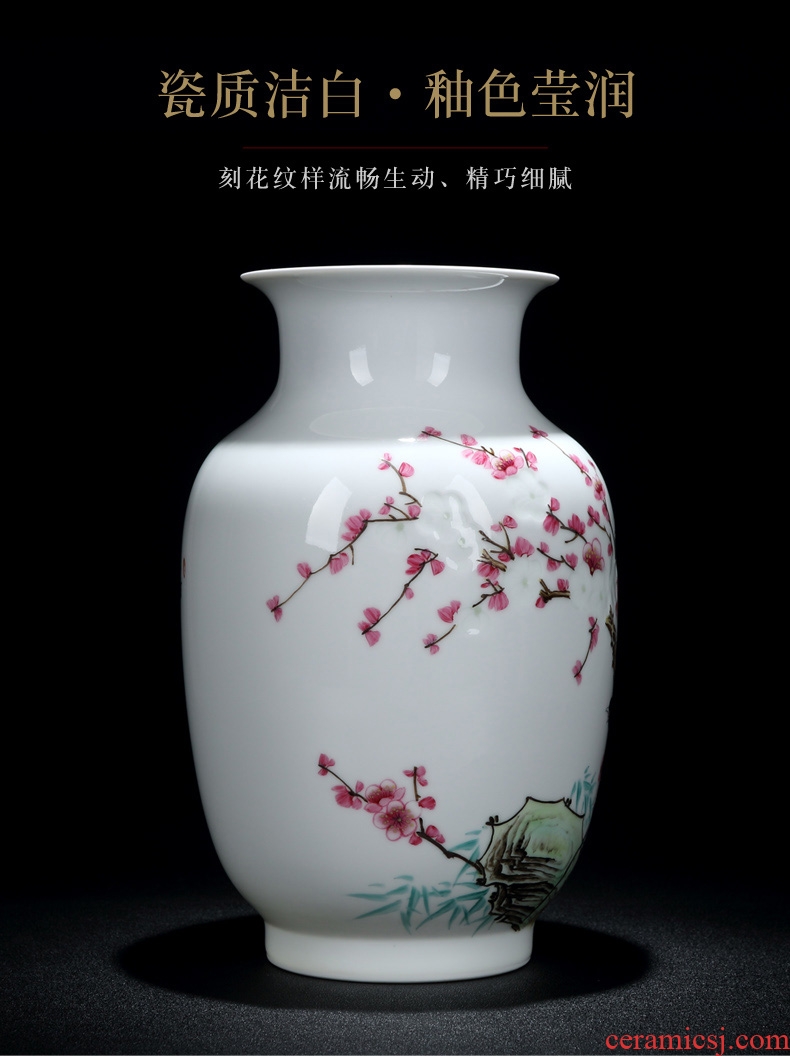 Jingdezhen hand-painted and exquisite porcelain vase household decorative furnishing articles sitting room flower arranging porcelain thin ceramic arts and crafts