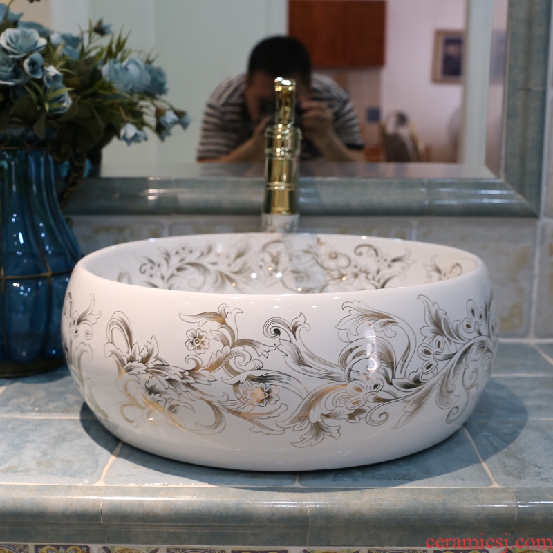 JingWei jingdezhen ceramics on the stage of the basin that wash a face basin art movement of basin sink basin is elegant