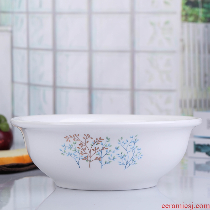 Soup bowl with thick ceramic tableware 9 inches without cover big bowl bubble soup basin can be microwave rainbow noodle bowl large household ceramics