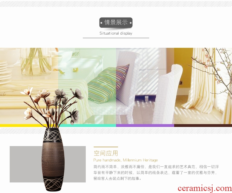 Jingdezhen ceramic vase of large modern creative living room household soft adornment pottery flower art furnishing articles