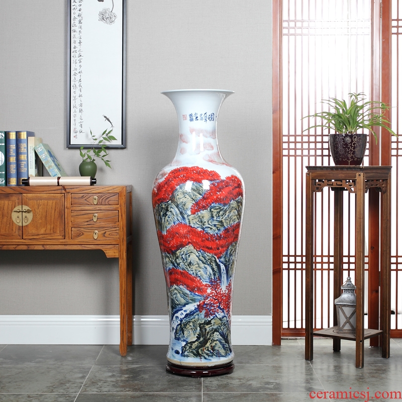 Jingdezhen ceramics high white large blue and white porcelain vase hotel opening gifts sitting room adornment is placed